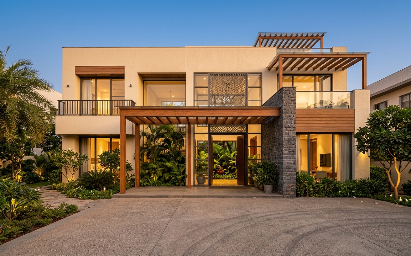 Vasthu-Based Bungalow — Courtyard Garden